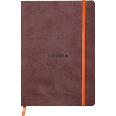 Carnet 160 pages RHODIARAMA format A5, ligné, couverture souple en simili cuir, chocolat