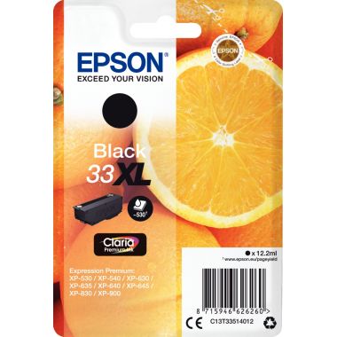 Epson ORANGE / 33XL cartouche jet d'encre noire haute capacité authentique (T335140)