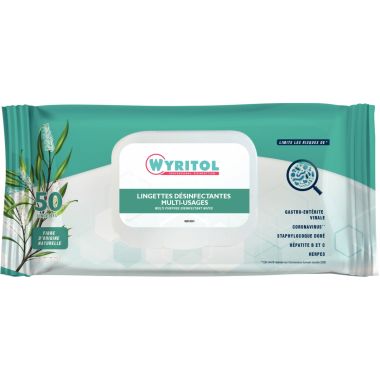 Paquet de 50 lingettes WYRITOL  désinfectantes multi-usages