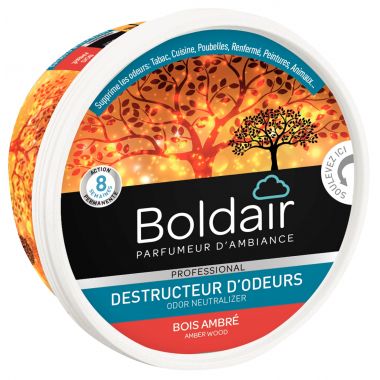 Boite gel destructeur d'odeurs BOLDAIR bois ambré