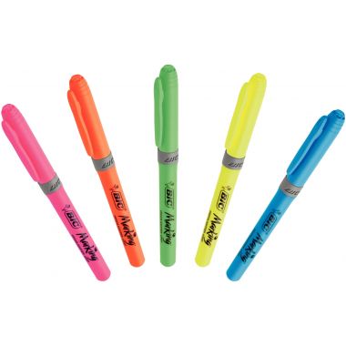 Bic Pochette de 5 surligneurs Bic Highlighter grip assortis - 896055