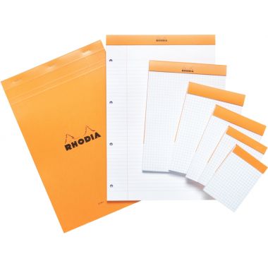 Bloc de bureau RHODIA 80 feuilles, format A6, quadrillé 5x5, papier blanc 80g