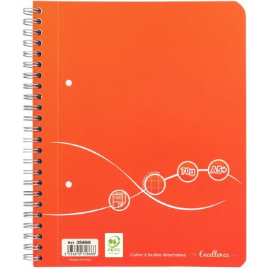 Cahier à reliure intégrale 160 pages EXCELLENCE, format A5+, quadrillé 5x5, papier 70g