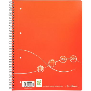 Cahier à reliure intégrale 160 pages EXCELLENCE, format A4+, quadrillé 5x5, papier 70g