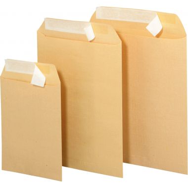 Boite de 250 pochettes kraft 229x324mm 90g bande siliconée