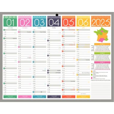 Calendrier semestriel 6 mois par face Tendance 21x26,5cm