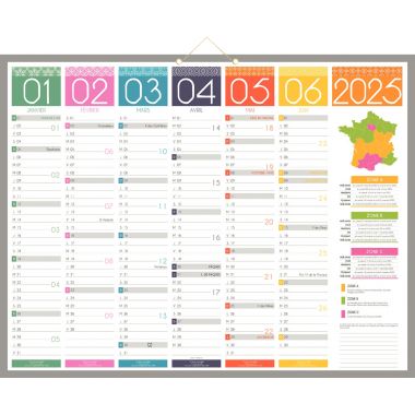 Calendrier semestriel 6 mois par face Tendance 43x55cm