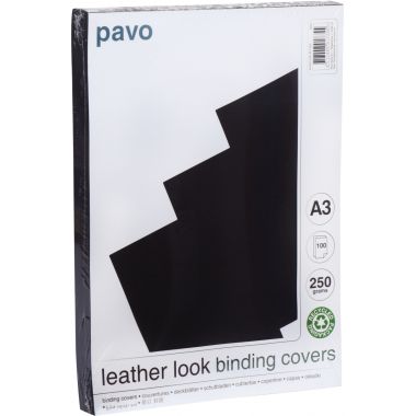 Paquet de 100 couvertures grain cuir 250g A3 noir