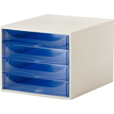 Module 4 tiroirs ECOBOX gris/bleu