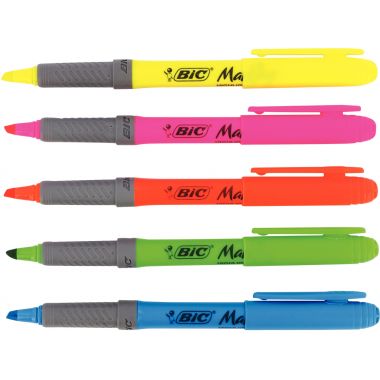 Bic Pochette de 5 surligneurs Bic Highlighter grip assortis - 896055