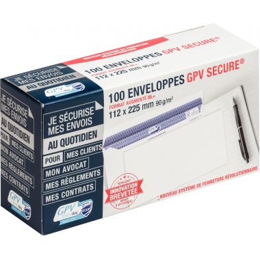 Boite de 100 enveloppes blanches 112x225mm 90g bande siliconée Secure