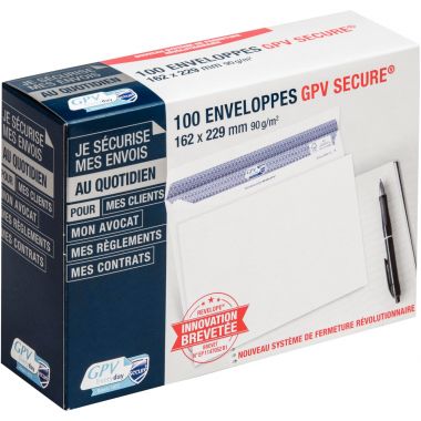 Boite de 100 enveloppes blanches 162x229mm 90g autocollante