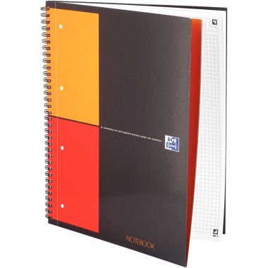 Cahier à reliure intégrale NOTEBOOK format A4+ quadrillé 5x5, 160 pages perforées